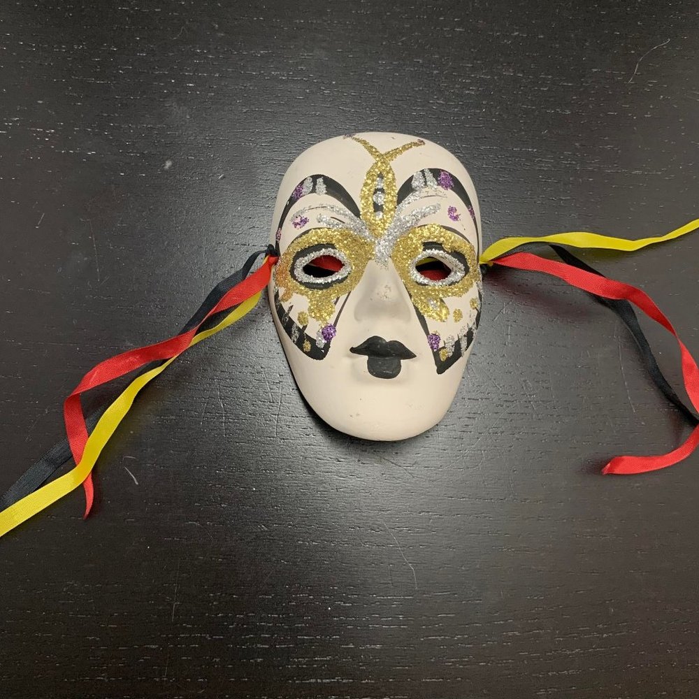 Mardi Gras Black & Gold Porcelain Mask
